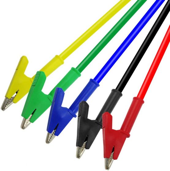 Cleqee 5PCS Test Leads Dual Ended Crocodile Alligator Clips Copper Clamps Heavy Duty Flexible 1M Test Cables 5 Colors for Multimeter Testing - Image 4