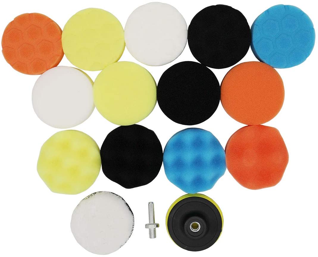 Raogoodcx 31Pcs Car Care Waxing Buffing Polishing Pads Sponge Kit Woolen Polishing Waxing Buffing Pads Kit with 2Pcs M10 Drill Adapter and 27Pcs Polishing Pads - Image 4