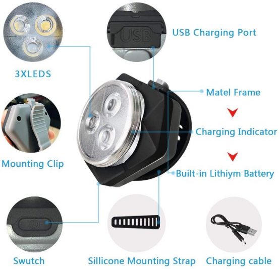 Hually Bike Light Set, Super Bright Rechargeable Bicycle Lights with Headlight and Taillight, Waterproof, 800mAh with 4 Light Modes, Sturdy and Easy Install Perfect for Mountain, City Road Cycling - Image 4