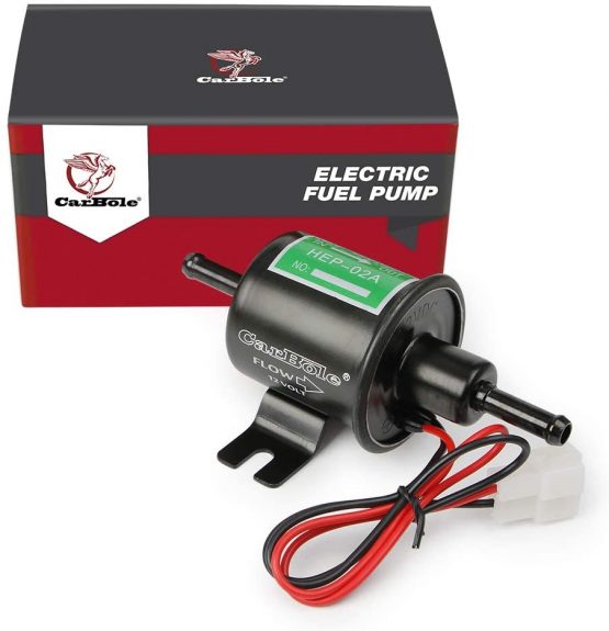 UNIVERSAL 12V Gas Diesel Petrol Inline Electric Fuel Pump External Pump （4-7psi）380 Circle Copper Coils Current 1.0-2.0 A Model - HEP-02A