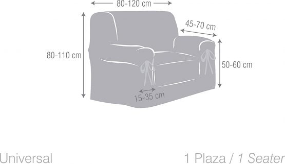 Eysa Italia F616081 Constanza Universal 1 Seat Sofa Cover with Ribbons, Linen - Image 4
