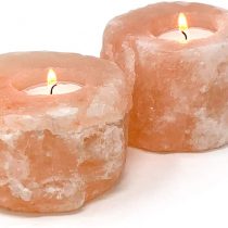 Joejis Kitchen Pack of 2 Himalayan Rock Salt Tea Light Candle Holders