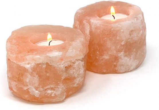 Joejis Kitchen Pack of 2 Himalayan Rock Salt Tea Light Candle Holders