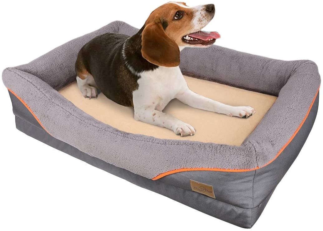 Bingopaw Large Memory Foam waterproof Dog Bed, Fleece Soft Couch Dog Bed Comfortable Pet House