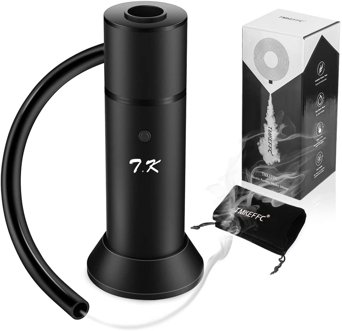 TMKEFFC Portable Food Smoker (Black, New Upgrade) - Real Wood Chips Smoke Infuser for Sous Vide Steak, Salmon, Cocktails