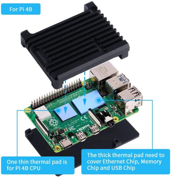 GeeekPi Raspberry Pi 4 Case, Raspberry Pi Armor Case with Passive Cooling,Raspberry Pi CNC Aluminum case with Heat Dissipation Heatsink Thermal Tape for Raspberry Pi 4B(Black) - Image 3
