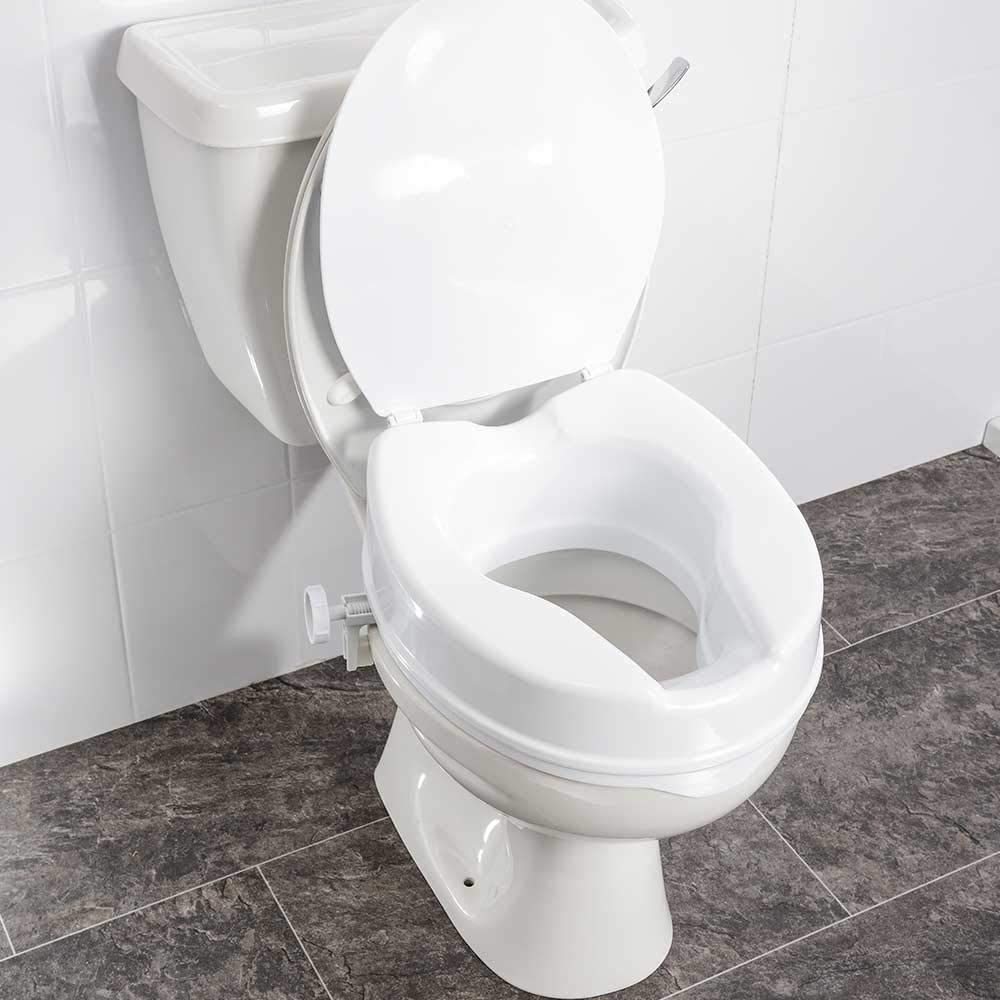 NRS Healthcare Linton Raised Toilet Seat with Lid, 100 mm / 4 inch, White - Image 2