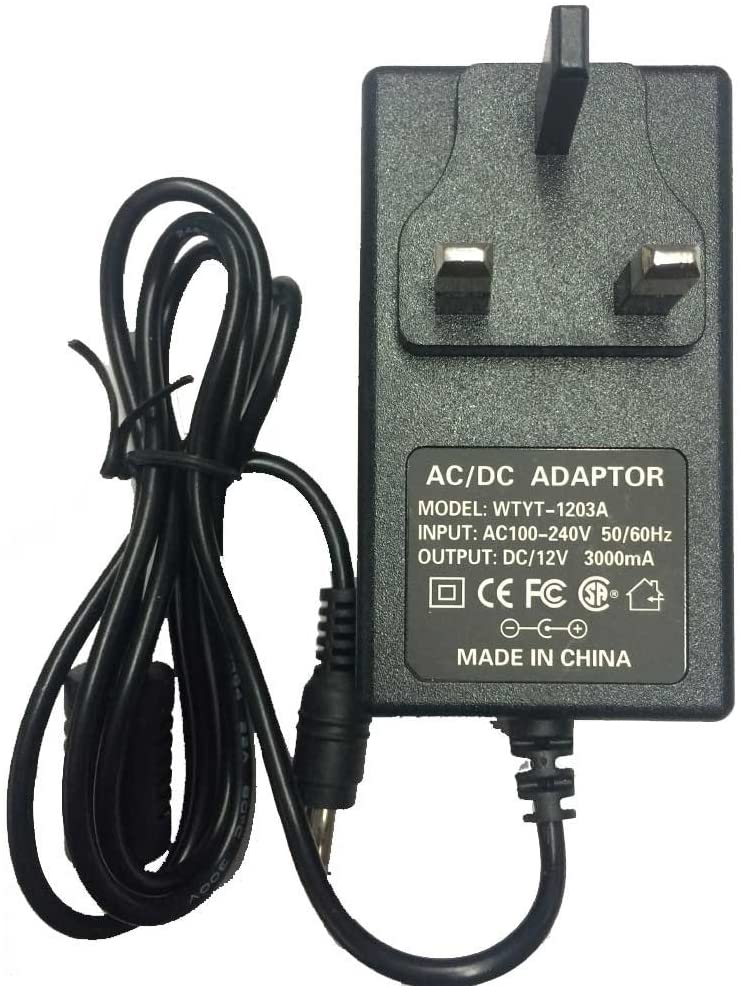 UK BS G 3Pin 12V 3A 3 amp 36W DC Power Supply Adaptor Transformer, Plugtop Version, 1.2M Lead