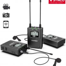 Wireless Dual Lavalier Microphone System, Audio Lapel Mic Transmitter Receiver Kit UHF 96 Channel 120m for DSLR Camera XLR Camcorder Canon Nikon Sony Panasonic, Synco WMic T2 [Official]