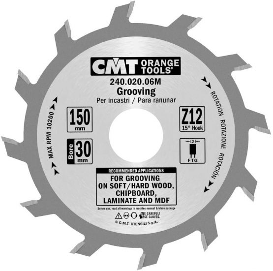 CMT Orange Tools 240.020.06 M – Straight Grooving Cutter Circular Saw Blade 150 x 2 x 30 Teeth 12
