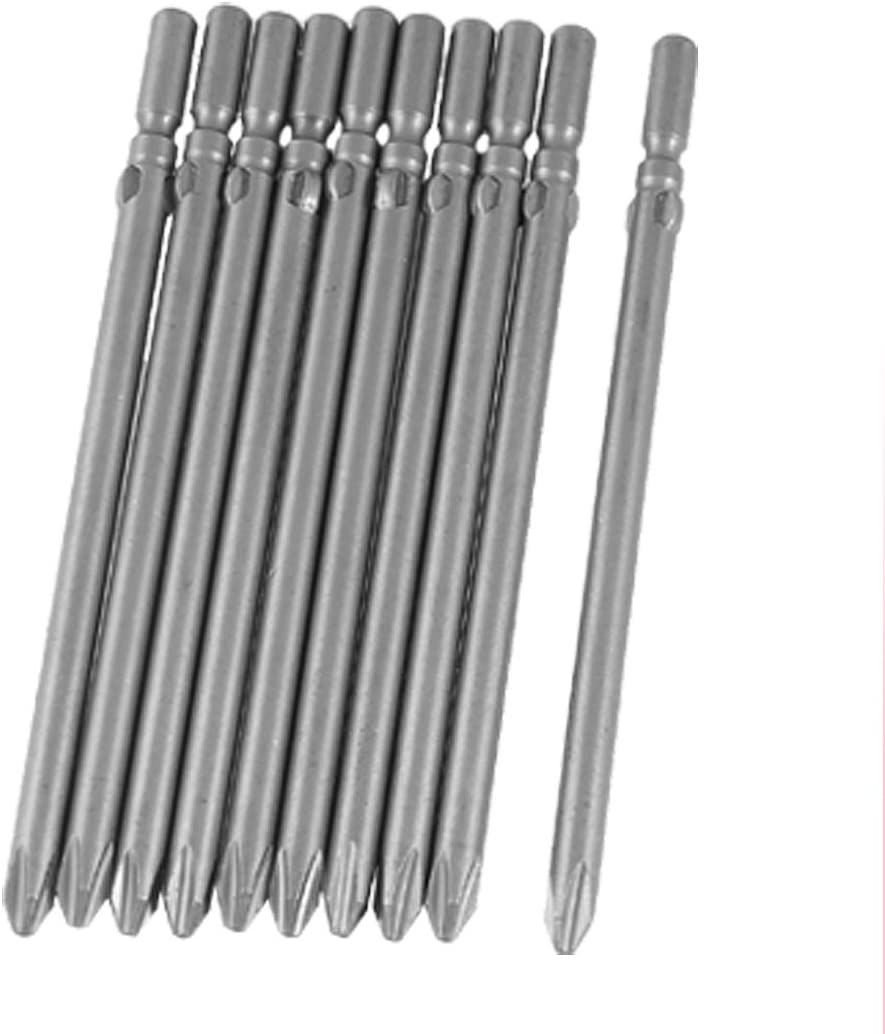 Sourcingmap 10pcs 5mm Dia Round Shank Phillips Screwdriver Bit Gray 5mm x PH2 x 100mm, 5mm x 5mm x PH2 x 100mm
