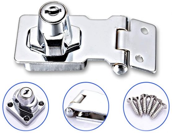 Keyed Locking Hasp, Tiberham Heavy Duty Hasp Staple with Integrated Lock, Self-Locking Door Clasp Gate Lock Shed Latch for Door Window Cabinet Pet Cage Crate Fitting Accessories - Image 4