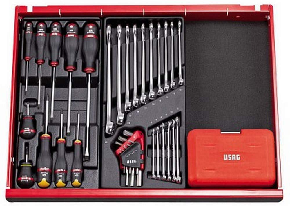 USAG U06010001 - 601 1/4"J34 - Assortment with hexagonal sockets and bits in modular box (34 pcs.), Red - Image 2