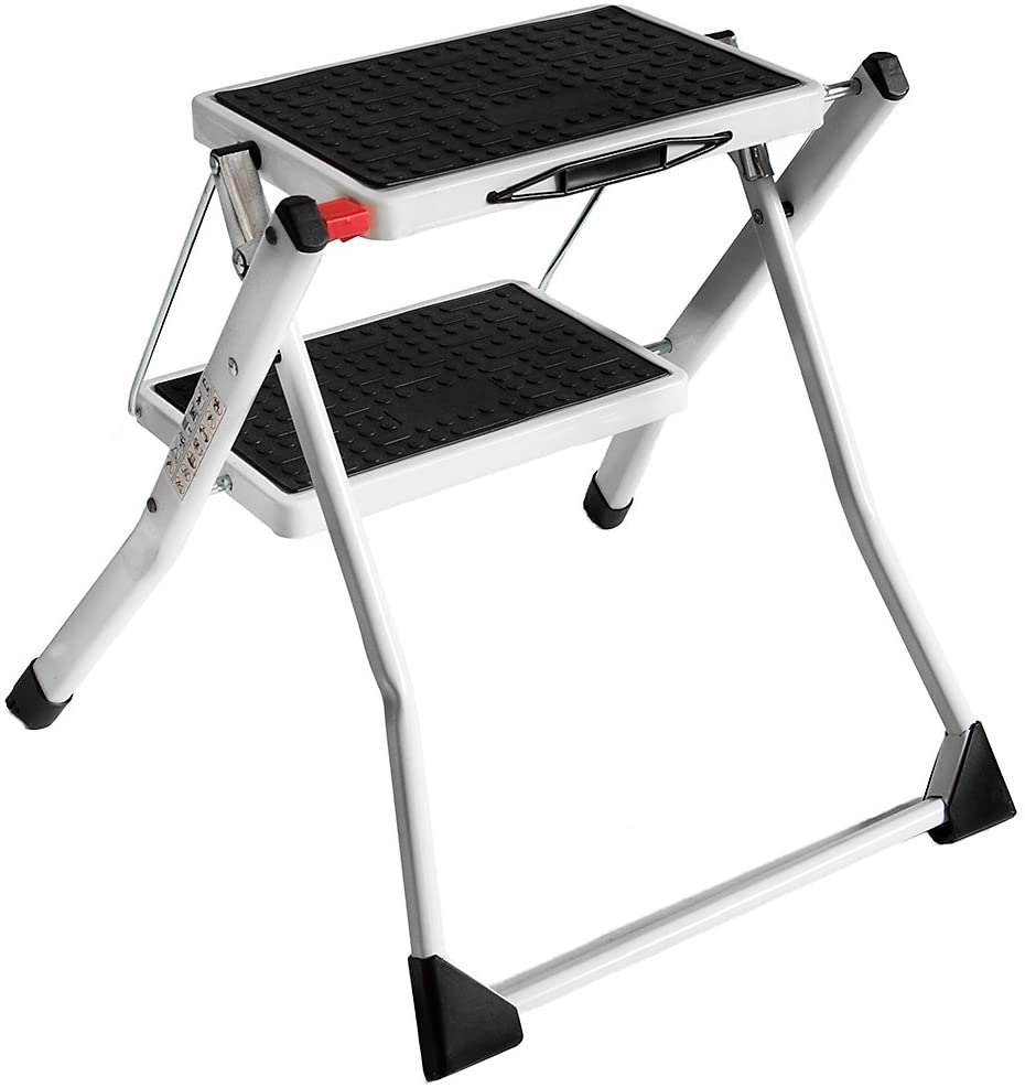 Home Vida 2 Step Ladder Compact, Heavy Duty Steel, Portable Folding, Anti-Slip Mat, Home, Kitchen, DIY, Gardening Step Ladder - Image 2