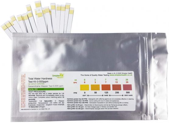 SimplexHealth Total Hardness Water Test Strips (20 Strips Pouch)