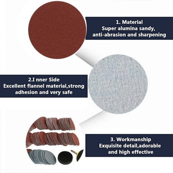 Dandelionsky 300 Pcs Sanding Discs Pads, 50mm/2Inch Hook and Loop Pads with 1/4" Shank Backing Pad & Foam Buffering Pad 80/180/240/320/400/600/800/1000/2000/3000 Grits - Image 4