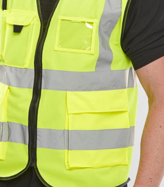 EXECUTIVE HI VIZ WAISTCOAT SATURN YELLOW 4XL - Image 3