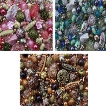 Approx 1200 Jewellery Beads includes 3 x sets of Pink Blue and brown Jewellery Making Mixed Beads