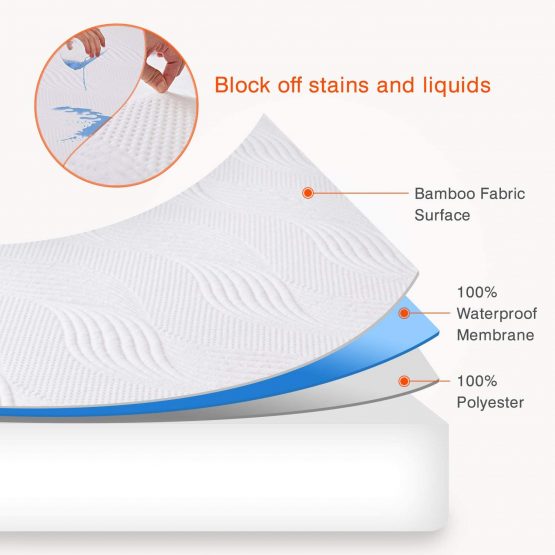Sweetnight Mattress Protector Double- 100 Percent Waterproof Mattress Protector Double Bed, Quilted Bamboo Mattress Protector Fitted Extra Deep 40 cm Breathable Mattress Cover 135 x 190 cm - Image 2