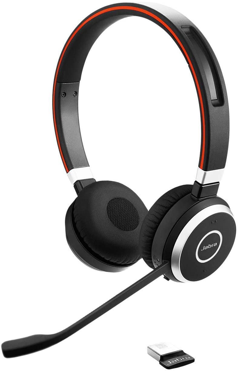 Jabra Evolve 65 Wireless Stereo On-Ear Headset, Unified Communications Optimised Headphones With Long-Lasting Battery
