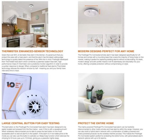 FireAngel Pro Connected Smart Kitchen Heat Alarm, Mains Powered with Wireless Interlink and 10 Year Life, FP1740W2-R - Image 4