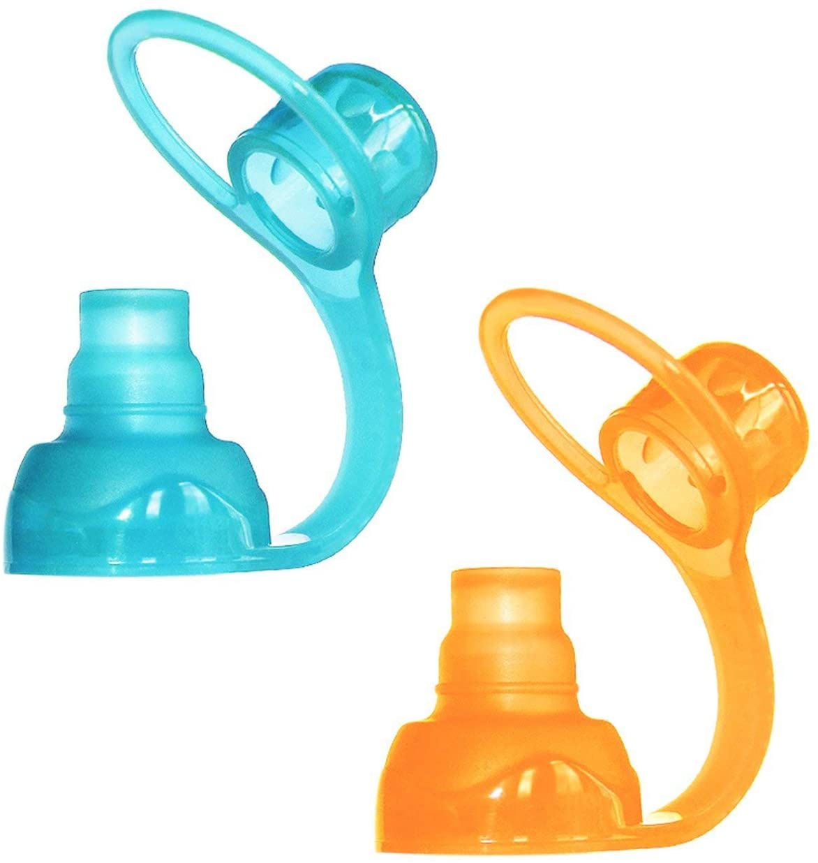 ChooMee SoftSip Food Pouch Top, Orange Aqua, 2 Count (Pack of 1)