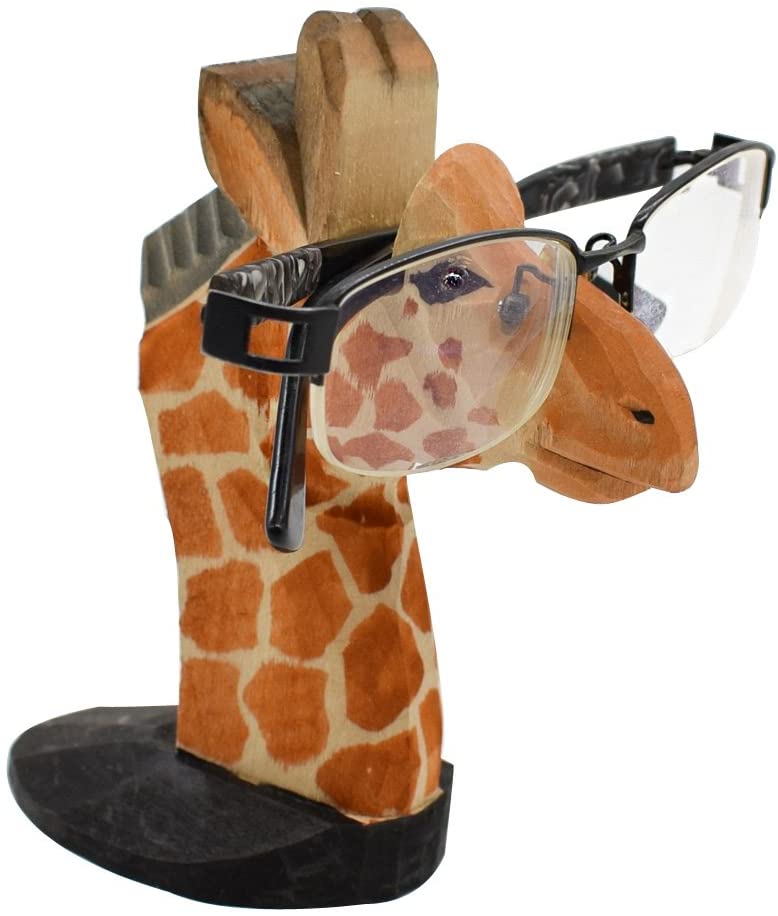 VIPbuy Hand Carved Wood Eyeglasses Spectacle Sunglasses Holder Stand Animal Shaped Home Office Desk Décor Gift (Giraffe) - Image 2
