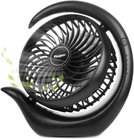 viniper Battery Operated Fan, Small Desk Fan : 3 Speeds & 8-24 Hours Longer Working, 180° Rotation, Optimised Portable USB Rechargeable Fan , Small but Mighty, Strong Wind (6.2 inch, Black) - Image 2