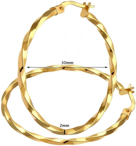 Citerna Women 9 ct Yellow Gold Twisted Hoop Earrings - Image 2