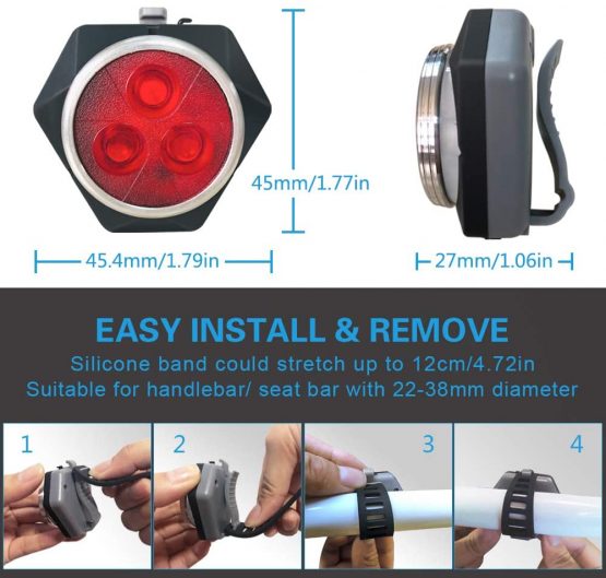 Hually Bike Light Set, Super Bright Rechargeable Bicycle Lights with Headlight and Taillight, Waterproof, 800mAh with 4 Light Modes, Sturdy and Easy Install Perfect for Mountain, City Road Cycling - Image 2