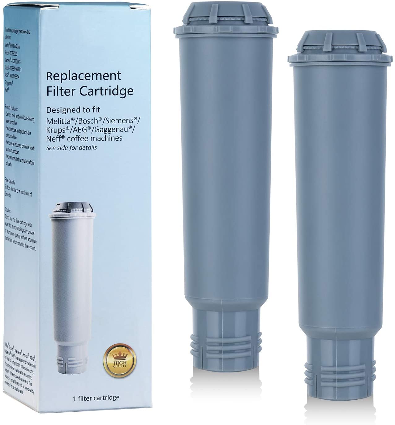 Somune Coffee Machine Water Filter Cartridges for Melitta/Krups Claris F088 F088 01/Siemens TCZ60003 /AEG/Neff/Bosch TCZ6003 (Pack of 2)
