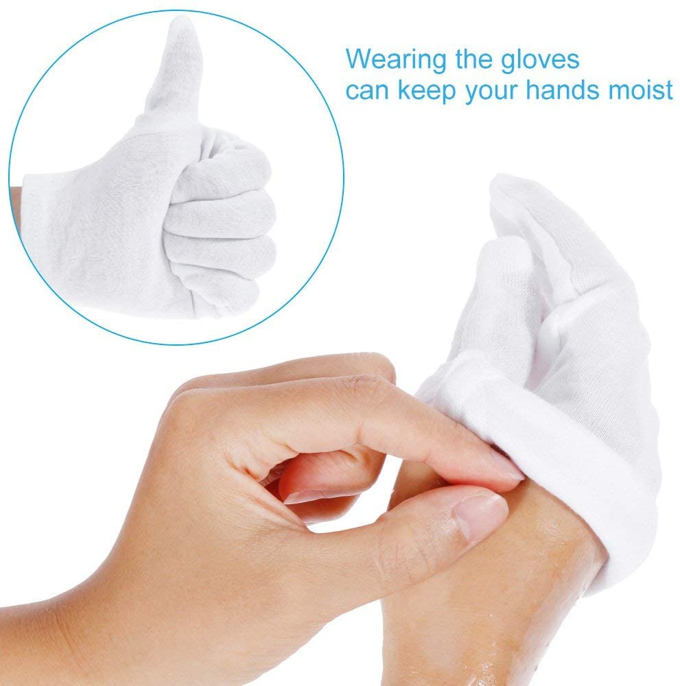 YIKEF 12 works White Cotton Gloves, Soft Gloves Moisturising Gloves for Coin Jewelry Health Daily Work Gloves For Men Women - Image 4