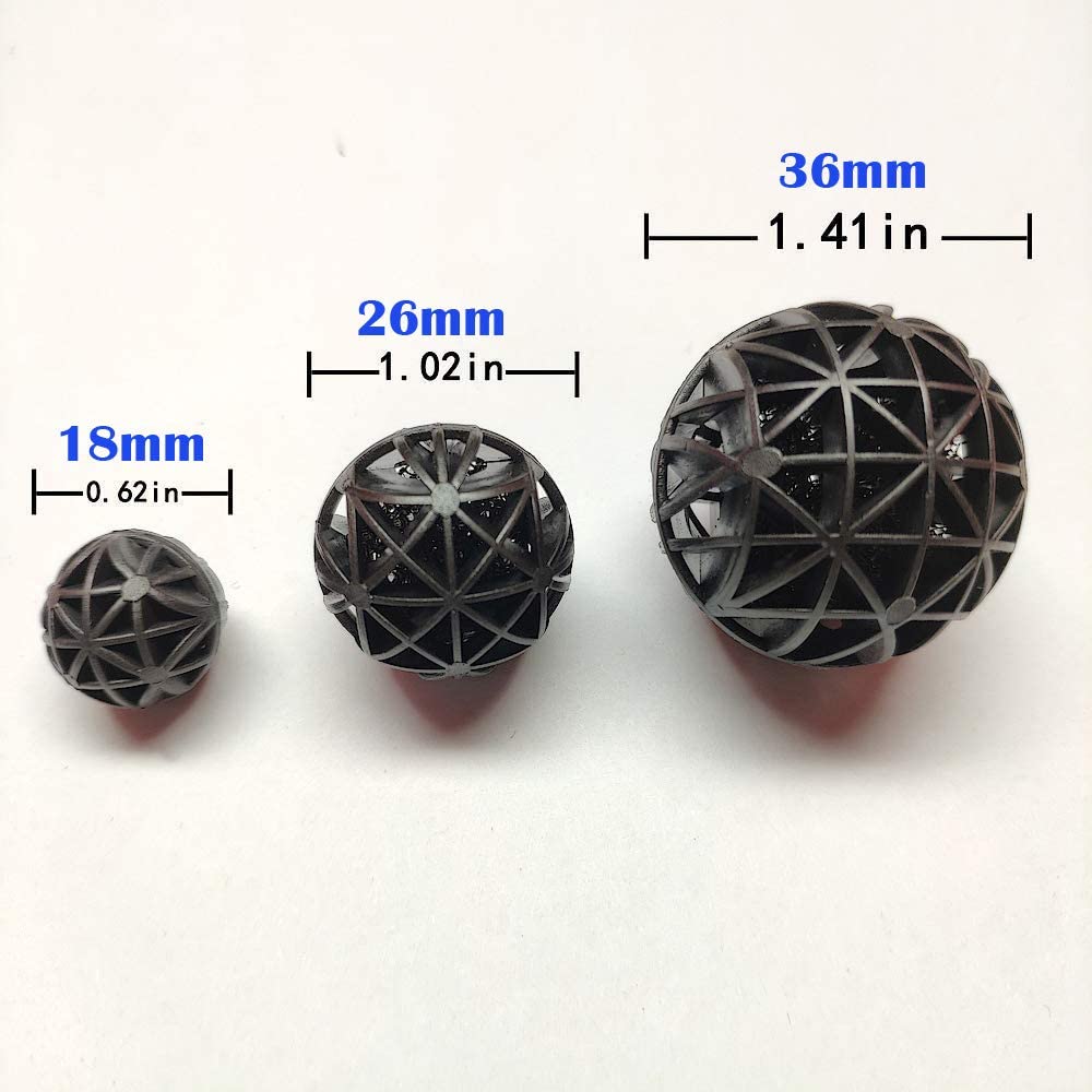 CESFONJER 90Pcs Bio Porous Filter Biochemical Ball Filter Media Water Filter Material with Cotton for Fish Tank Pond Aquarium Waterfall Fountain(18mm) + 2 Pcs Aquarium Media Filter Bag - Image 4