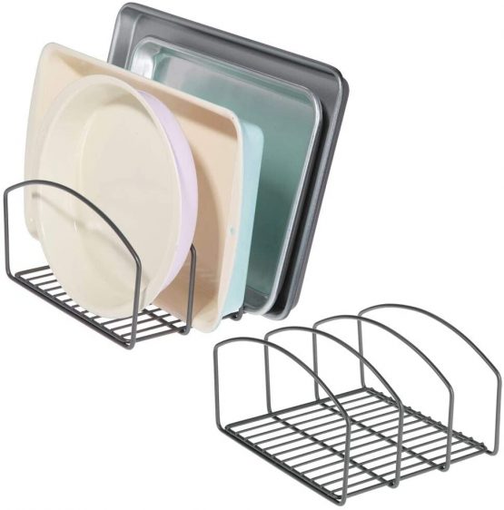 mDesign Set of 2 Pot and Pan Rack – Metal Wire Rack for Cookware ...