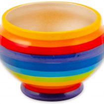 Hand Painted Rainbow Stripe Ceramic Soup Bowl (1)