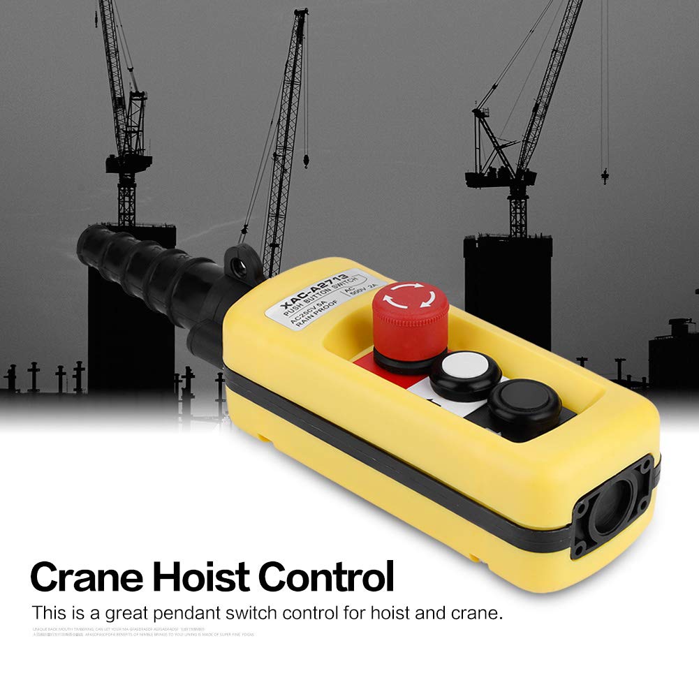 Garosa Crane Pendant Control Station 500V 5A Rainproof Hoist Push Button Switch with Emergency Stop Up Down 2 Ways Easy Installation - Image 2