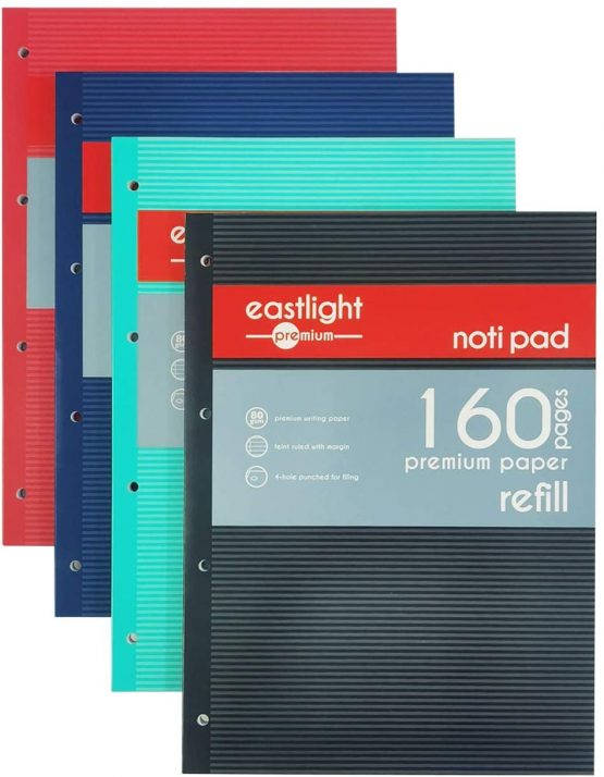 Eastlight Notipad A4 Sidebound Refill Pad 160 Pages, 80gsm, Assorted, Pack of 4