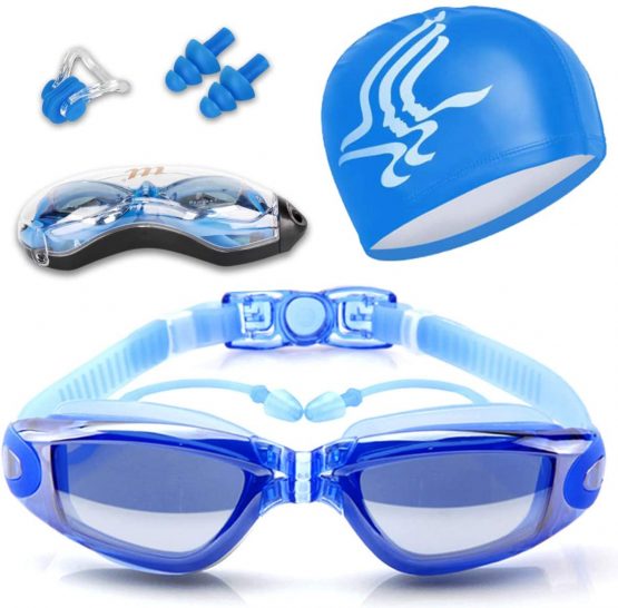 Yigou Swimming Goggles, with Swim Caps Sets Swimming Goggles Adult Men Women Ladies Kids No