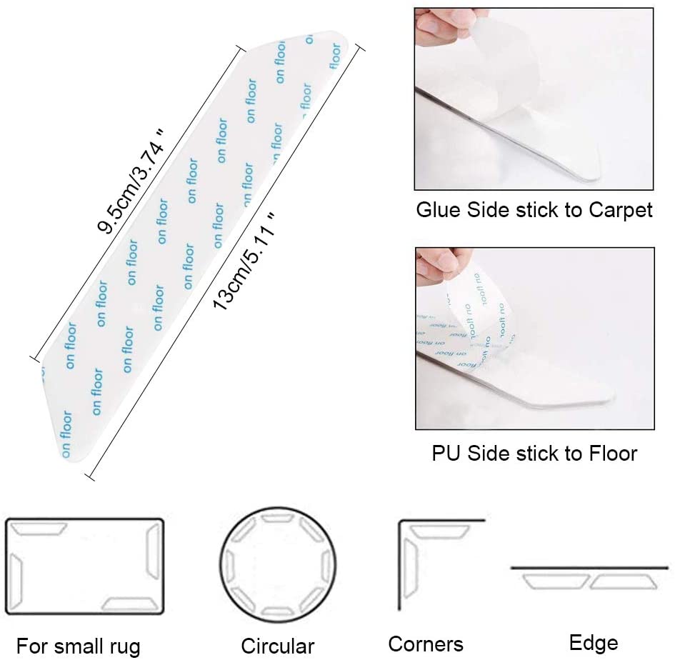 KINDPMA 16pcs Non Slip Rug Grip for Wooden Floors Rug Grippers Pad Anti