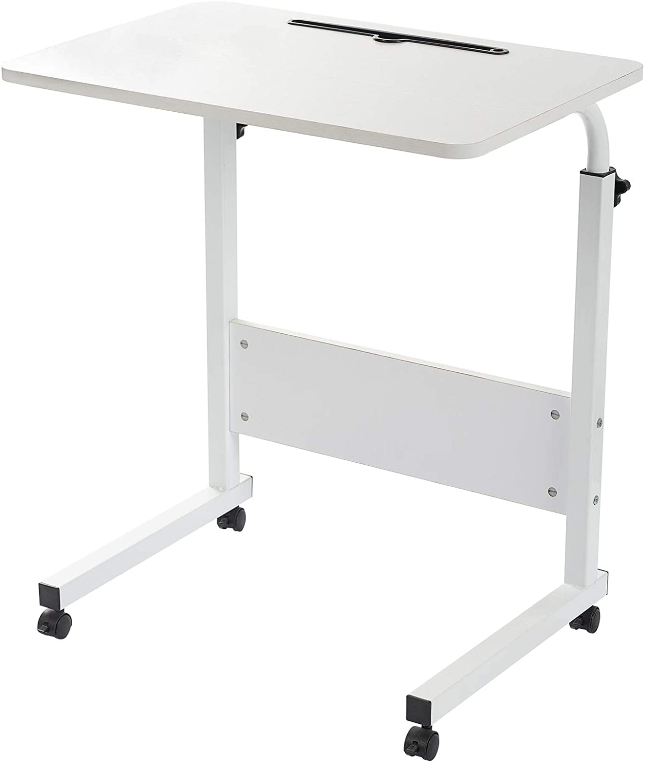 GRANDMA SHARK 60 x 40 cm Computer Desk, Gaming Desk, Rolling Table Bed Sofa for Laptop Height Folding Table with 4 Wheels (White) - Image 2