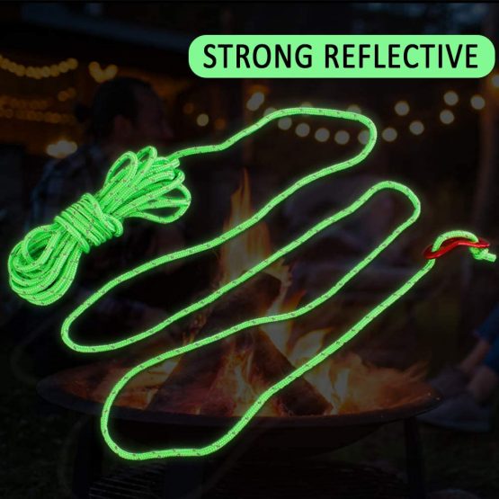 Dadabig 8 Pack 4mm Reflective Tent Guy Line, Light-Weight Tent Guide Lines Cord Guy Ropes with Aluminum Tensioners Adjuster for Outdoor Camping Hiking Awning Tents, 13 feet, Green - Image 2