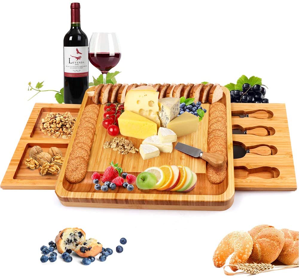 Bamboo Cheese Board with Cheese Tools
