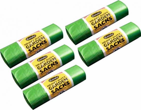 Home Essentials 5 Packs of 10 Heavy Duty Green Garden Waste Sacks, Each bag is approximately 71cm x 97cm
