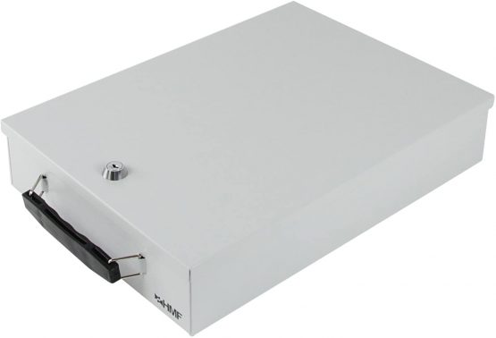 HMF 141-07 Document Box Tray Security Box Din A4, 37,5 x 26,5 x 8,0 Centimeter, Light Gray - Image 4