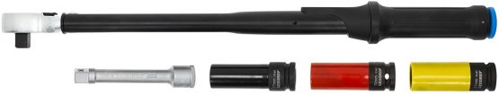 GEDORE Torque Wrench Set with Square Drive, 1/2", 40-200 Nm, Set with Impact sockets/Extension, 3550-UK-LS4 - Image 2