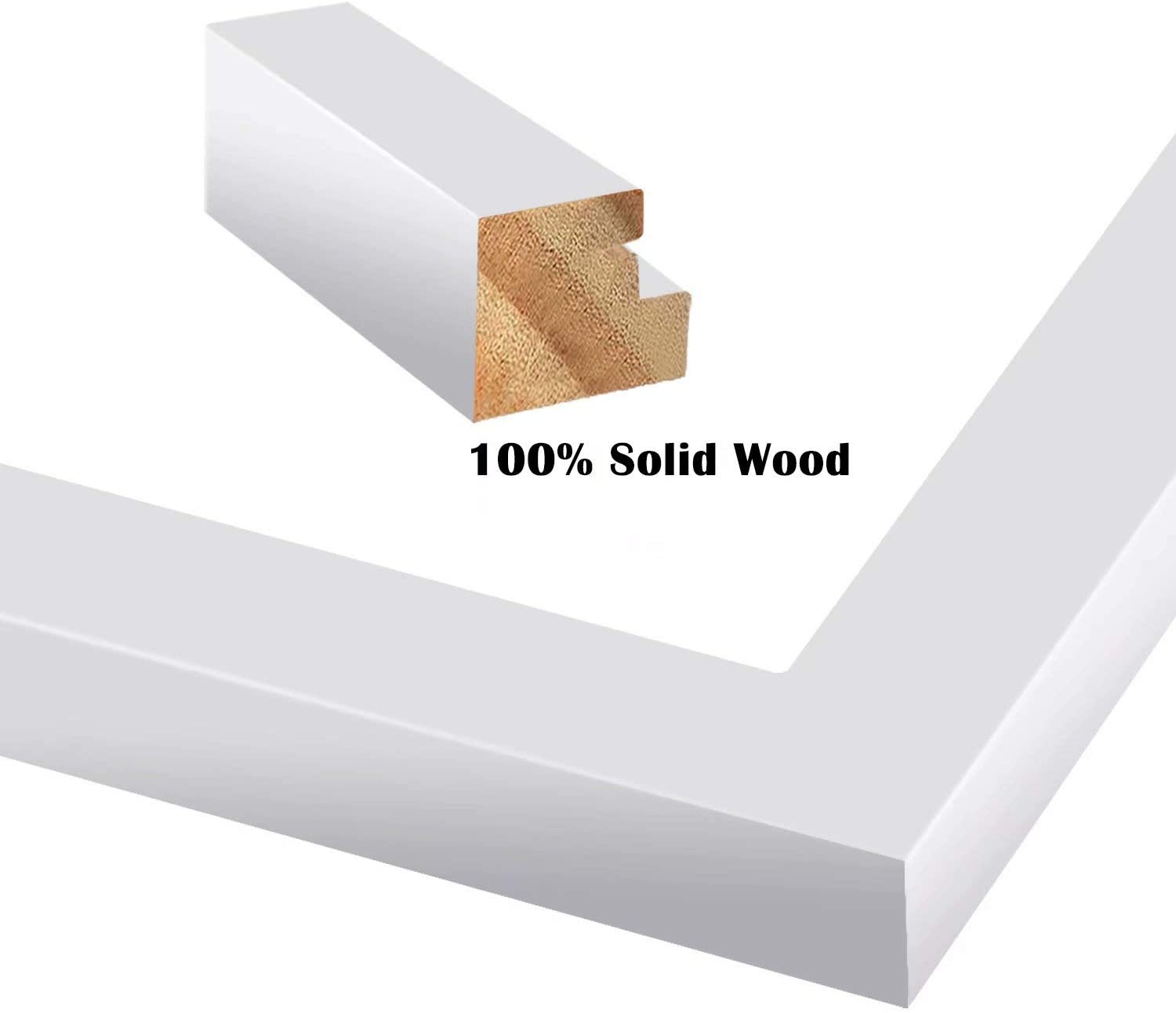 EGOFINE 14x11 Picture Frame,100% Solid Wood Frames with 10x8 Mat,14x11 Photo Frames with Acrylic Glass,35.6x27.9cm Poster Frame for Tabletop and Wall Mounting,White,4 Pack - Image 4