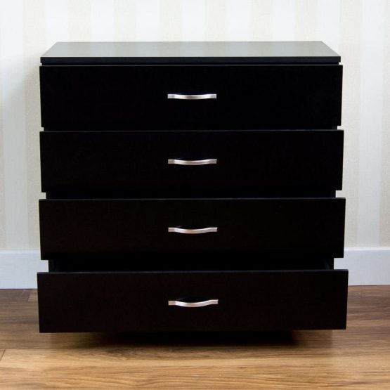 Vida Designs Black Chest of Drawers, 4 Drawer With Metal Handles and Runners, Unique Anti-Bowing Drawer Support, Riano Bedroom Furniture - Image 2