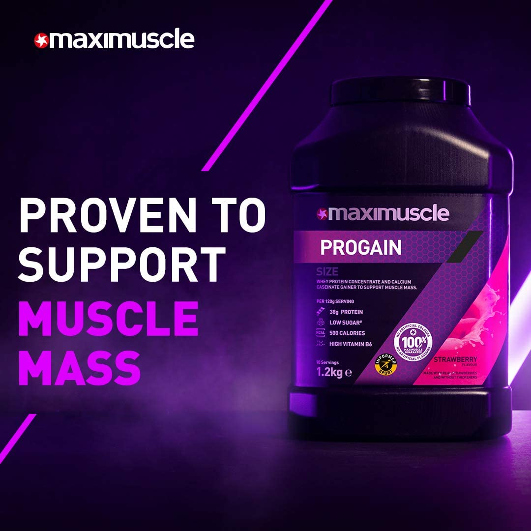 MaxiNutrition Progain, Strawberry, Whey Protein Shake for Size & Mass, 1.2kg, Per 120g Serving: 525 Calories - Image 4