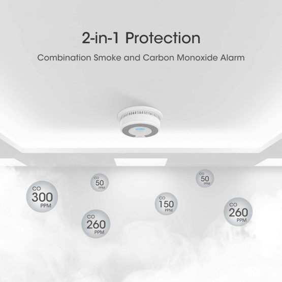X-Sense 10-Year Battery Combination Smoke Carbon Monoxide Detector Alarm with LCD Display of CO Readings, Fire and CO Alarm, Complies with EN 14604 and EN 50291 Standards, SC07 - Image 2