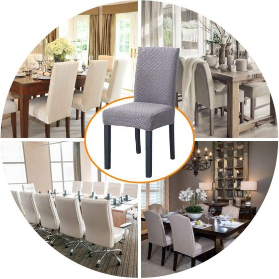 Dining Chair Covers, Modern Elastic Stretch Chair Cover Removable Washable Seats Slipcovers Parsons Dining Chair Cover for Hotel, Restaurant, Wedding Decor, Kitchen (Pack of 6, Silver grey) - Image 3